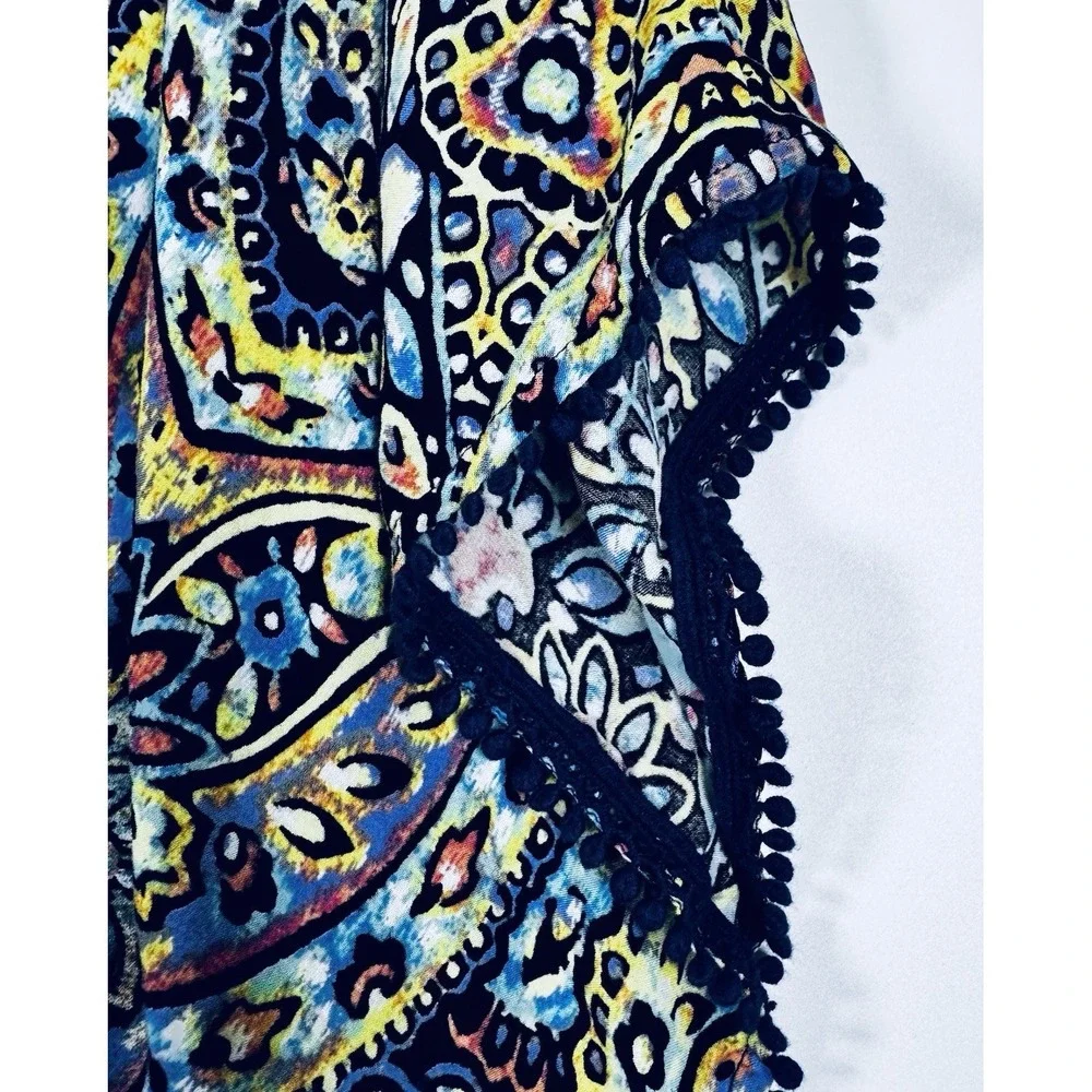 Victoria‎ Secret Paisley Boho Tunic Top Womens Small Blue Ruched  Blouse